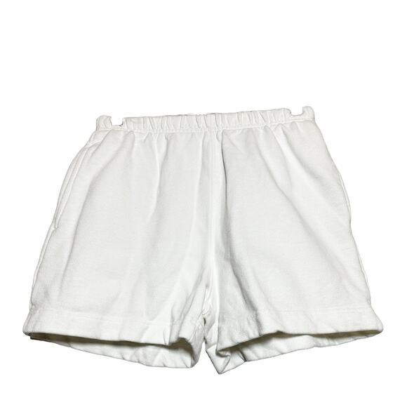 VTG esprit 90s Shorts 100% Cotton Elastic Waist Thick Trim Pleated White S - Picture 1 of 4
